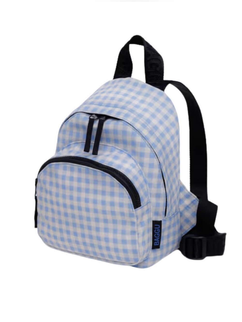 BAGGU Mini Nylon Backpack - Light Blue Gingham
